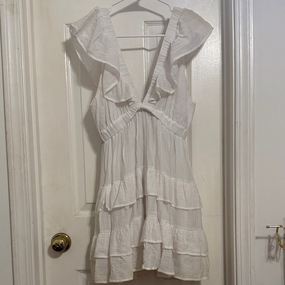Elegant White Ruffled Dress